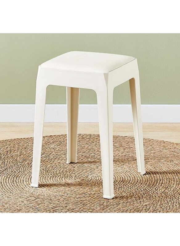 

Danube Home Nowata Light Weight Single Backless Stool with Cushion, White