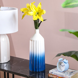 Danube Home Liana Ceramic Flower Vase for Centerpieces, 15 x 15 x 40 cm, Blue