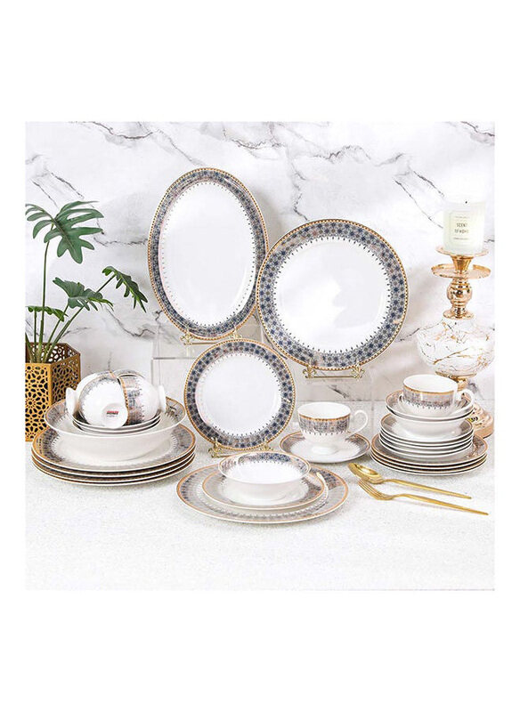 

Danube Home Charlotte New Bone China Dinner Set, 32 Pieces, Multicolour