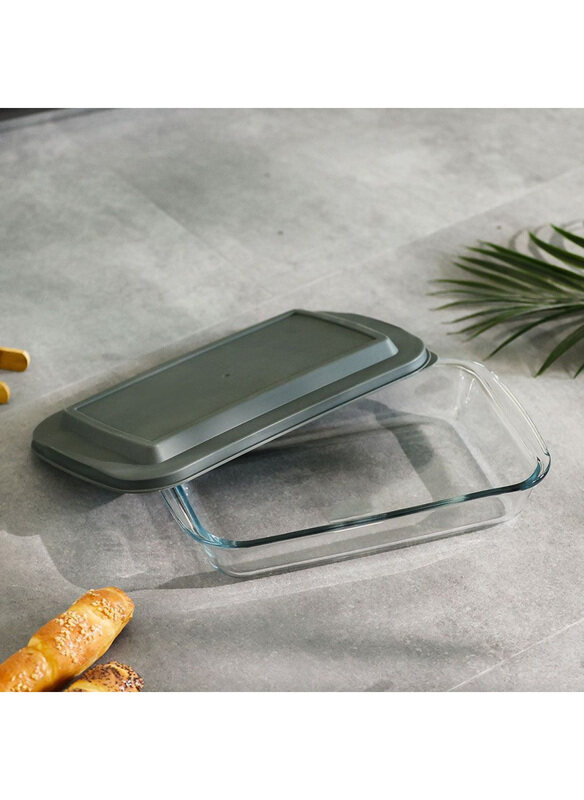 

Danube Home 1600ml Rectangular Borosilicate Glass Baking Dish, Clear/Grey