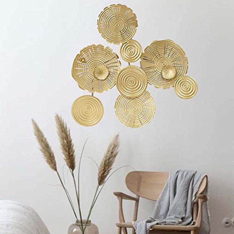 Danube Home Alayna Modernist Floating Circles Decorative Wall Art, Gold