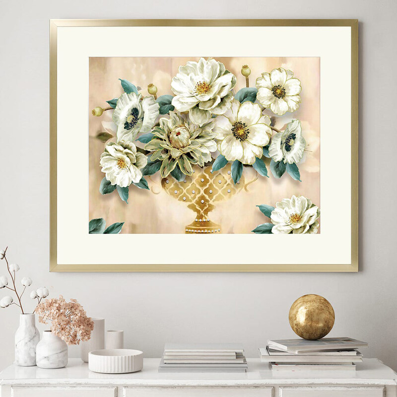 

Danube Home: Lorena Floral Art Frame, Champagne