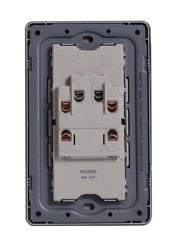 Milano 45A Double Pole (Dp) Switch, Black