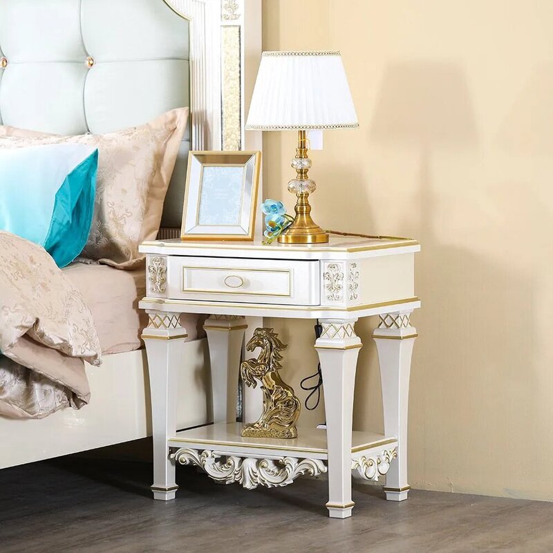 Danube Home Celia Night Stand, Cream/Golden