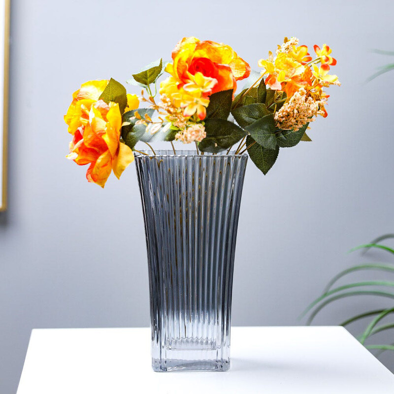 

Danube Home Kiyan Glass Flower Vase for Centerpieces, 16 x 16 x 31 cm, Grey