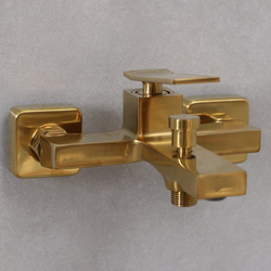 Danube Home Milano Teriz Brass Bath Shower Mixer Tap with Hand Shower, Gold
