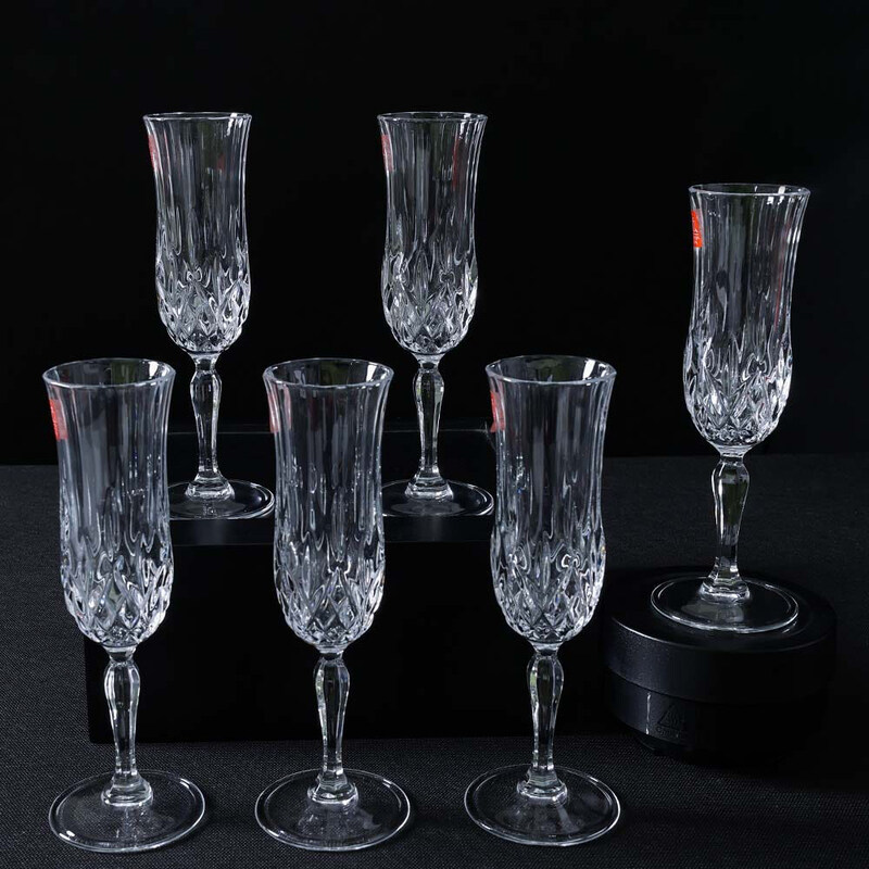 Danube Home 130ml 6-Piece Rcr Opera Champagne Flute Crystal Glass Set, White