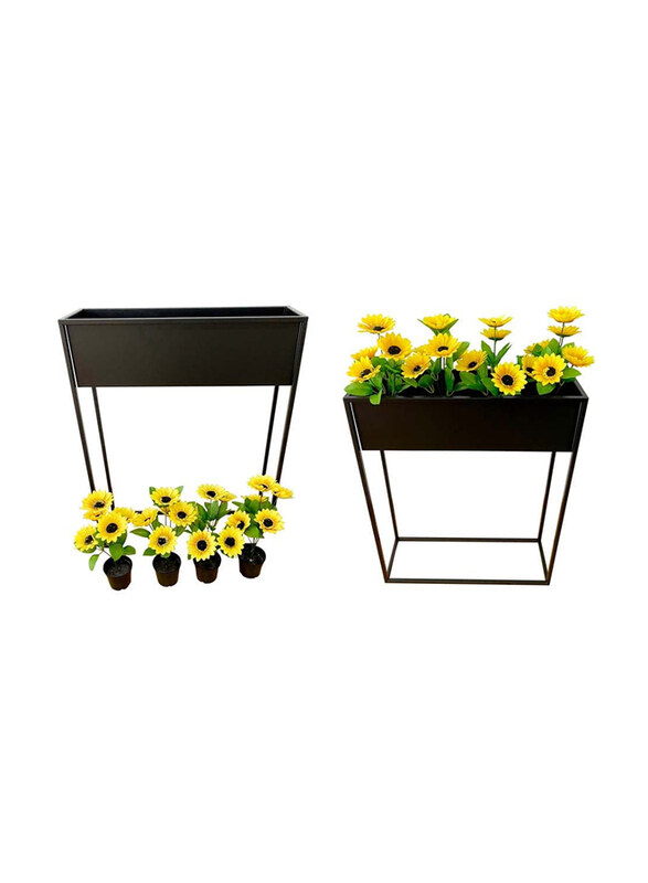 

Danube Home Metal Pot with Artificial Plants, Black