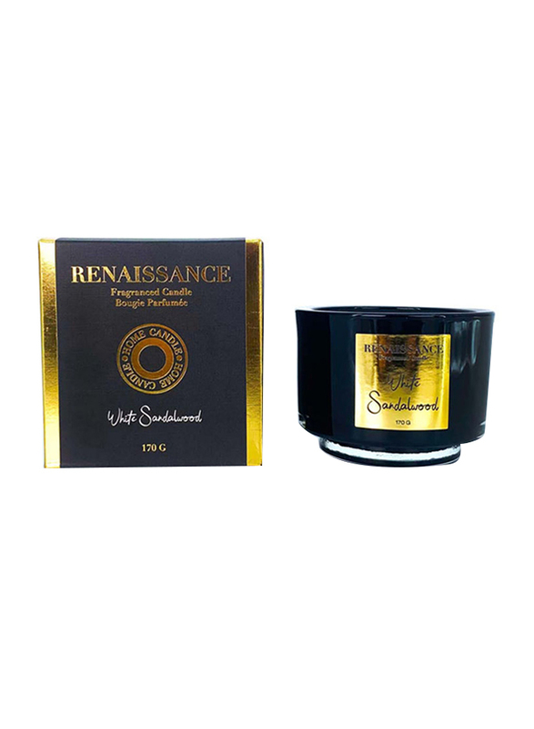 Danube Home White Sandalwood Renaissance Scented Candle, 170g, Black