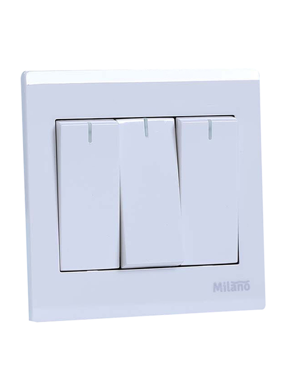 Danube Home Milano 16A 3 Gang 2 Way Switch, White