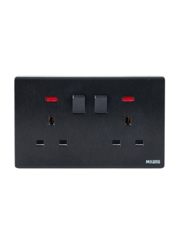 

Danube Home Milano 13A Dual Socket Outlets with Neon Electrical, Black