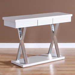 Danube Home Modern Design Seychelles Console Table, Power White/Silver