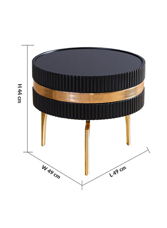 Danube Home Space Saving Round Concetta End Table, Black/Golden