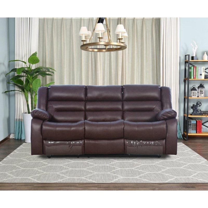 Danube Home Allende 3 Seater Fabric Motion Recliner, Brown