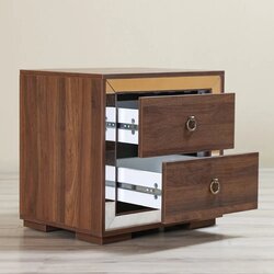 Danube Home Ezekiel Night Stand, Walnut/Mirror