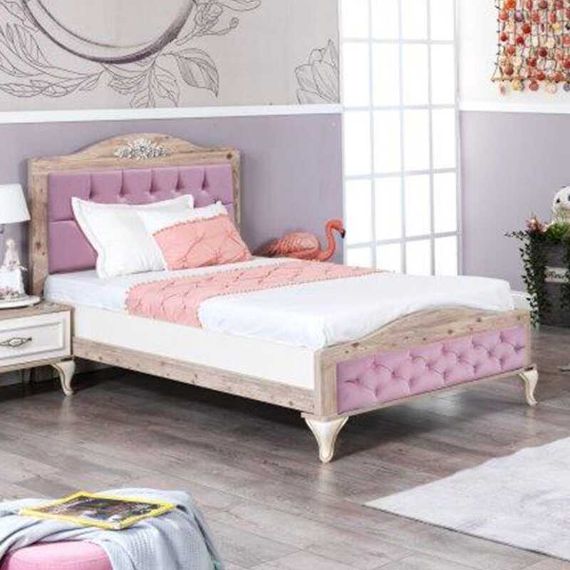 Danube Home Golden Kid Bed, Milky White/Pink