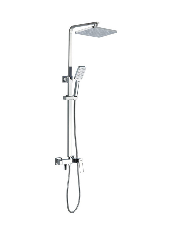 Danube Home Milano Terni Luxury Modern Brass Rain Shower Complete Set with Shower Head, Silver