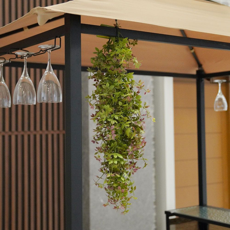 Danube Home Artificial Vines Gynostemma Pentaphyllum Hanging Decorative Plastic Plant Garden Indoor Outdoor, 60 x 75cm, Green