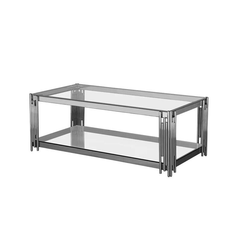 Danube Home Naill Coffee Table, Stainless Steel Silver