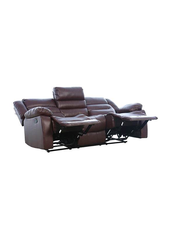 Danube Home Allende 3 Seater Fabric Motion Recliner, Brown