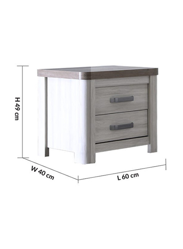 Danube Home Multi-Functional Olivos Night Stand, 60 x 40 x 49cm, Ash Grey/Oak