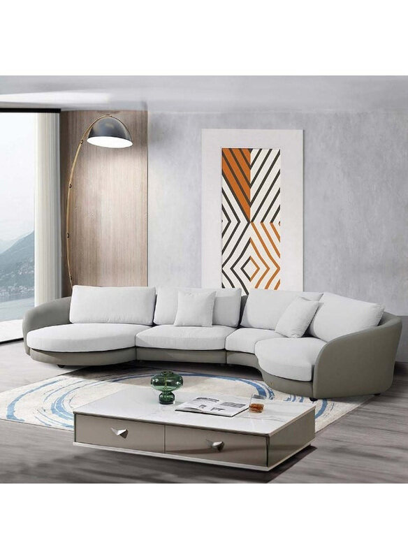 

Danube Home Nimmya Sectional Corner Fabric Sofa, Grey/Beige