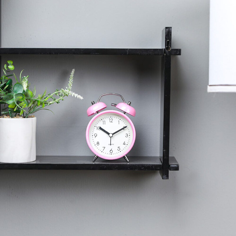 

Danube Home Stolpa Tabletop Analog Alarm Clock, Pink/White