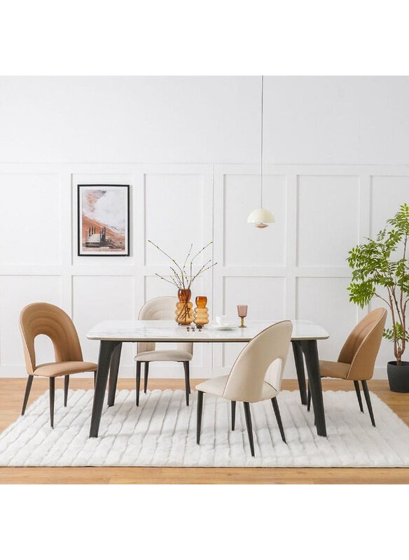 

Danube Home Almanza 6 Seater Strong & Sturdy Dining Table without Chairs, Marble/Dark Brown