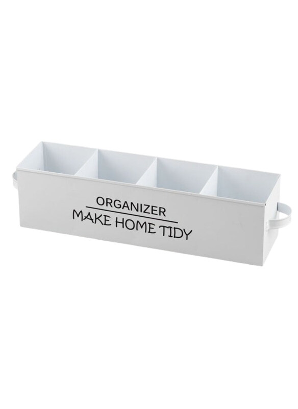 

Danube Home Magnus Metal Storage Box 4 Partition Storage Container Organizing, White