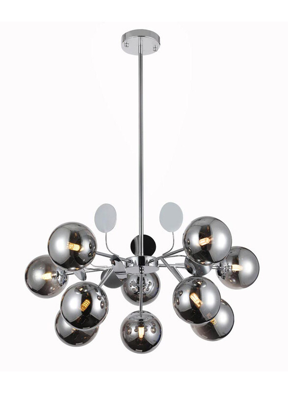 

Danube Home 10 Light Bulb Holders Adam Mx Modern Hanging Chandelier, Silver