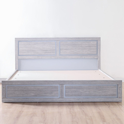 Danube Home 5-Piece Torino Bed Room Set, 1 Dresser + 1 Mirror + 1 Nightstand, 180x200cm, King, Grey Oak/Silver Line