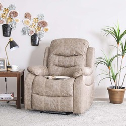 Danube Home Adric Air Leather Manual Recliner, Light Brown