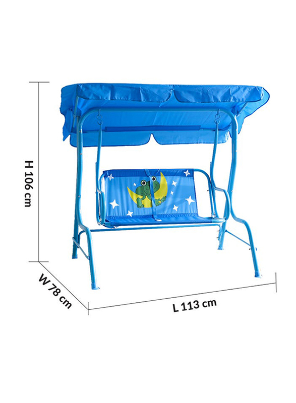 Danube Home Frog Sturdy Kids Two Seater Swing Chair With Armrest, Blue