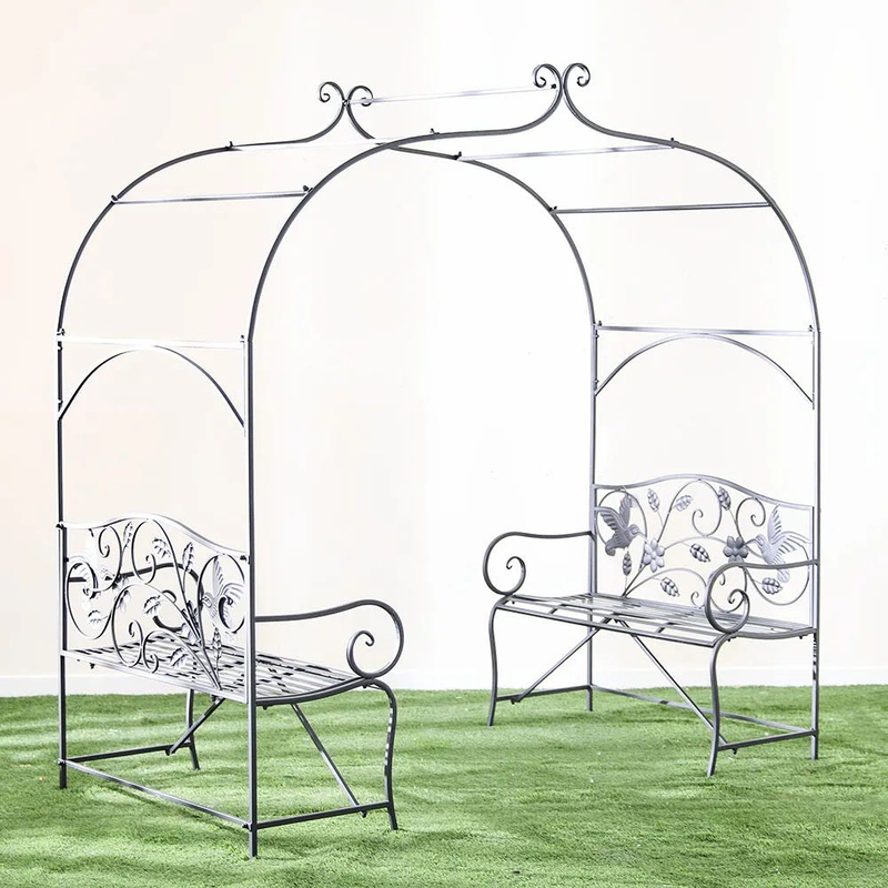 Danube Home Outdoor Metal Arbor with Bench, 202 x 108 x 223cm, Grey