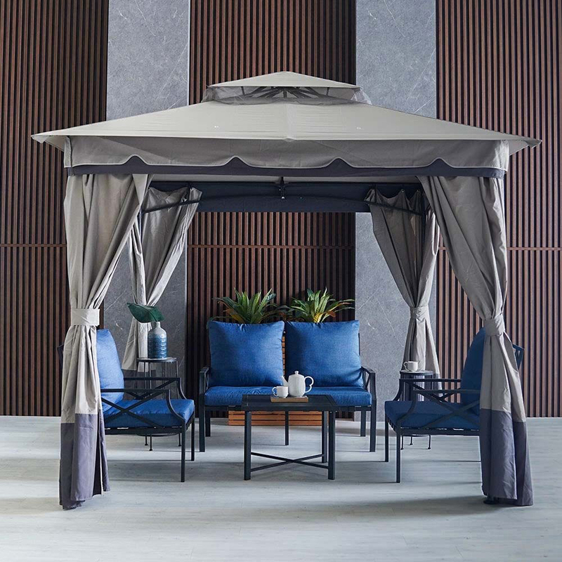 Danube Home Delight Gazebo Steel Frame with Polyester Roof, Grey