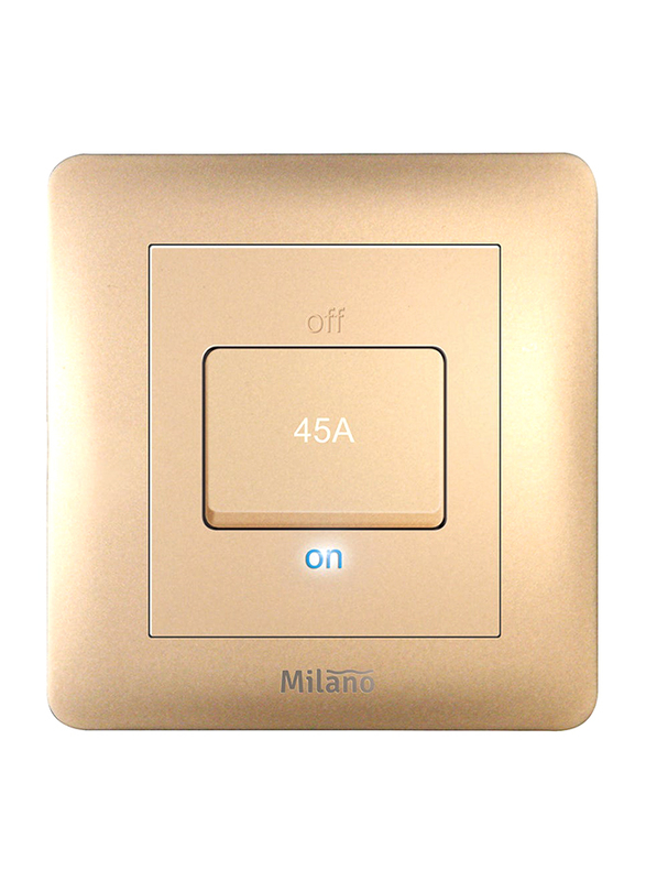 Milano 45A Double Pole (Dp) Switch With Led Indicator, Gold