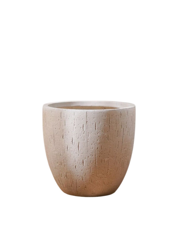 

Danube Home Fiber Clay Pots with Rain Drops Design, Beige