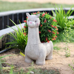 Danube Home MGO Alpaca Stool Multifunctional Chair Plant Stand Garden Ornaments Decor For Indoor Outdoor Greenery, 31.5 x 31.5, Cream