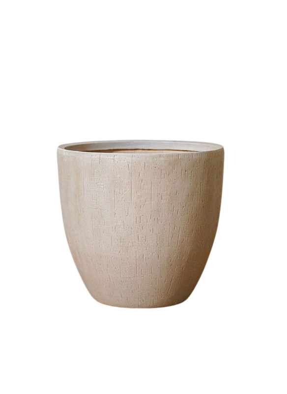

Danube Home Fiber Clay Pots with Rain Drops Design, Beige