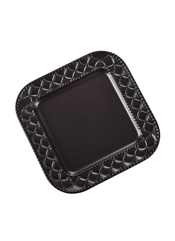 

Danube Home Pristine Embossed Square Serving Plate, Black