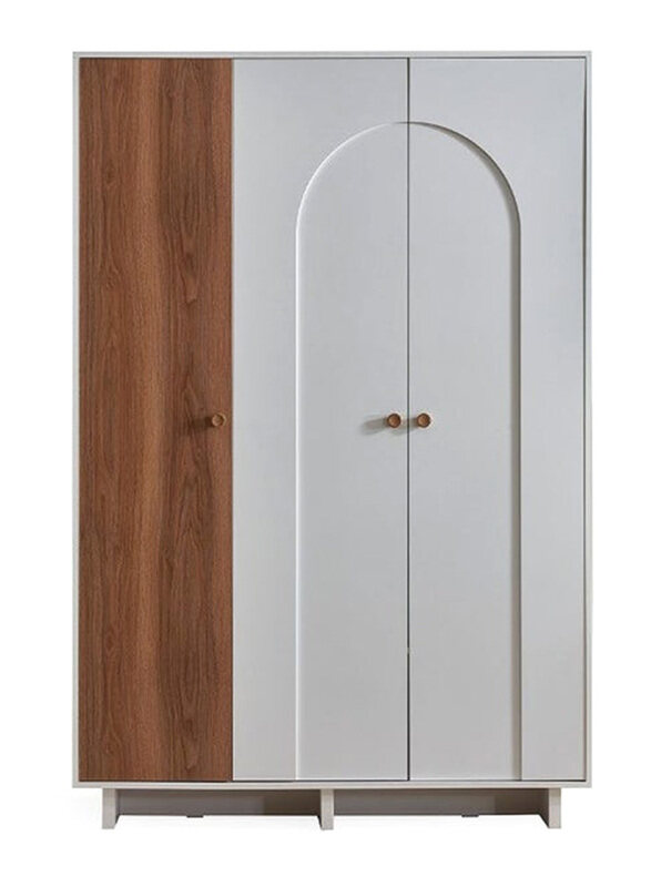 

Danube Home Ren Extra Sturdy Closet 3 Door Wardrobe, Natural Walnut/White