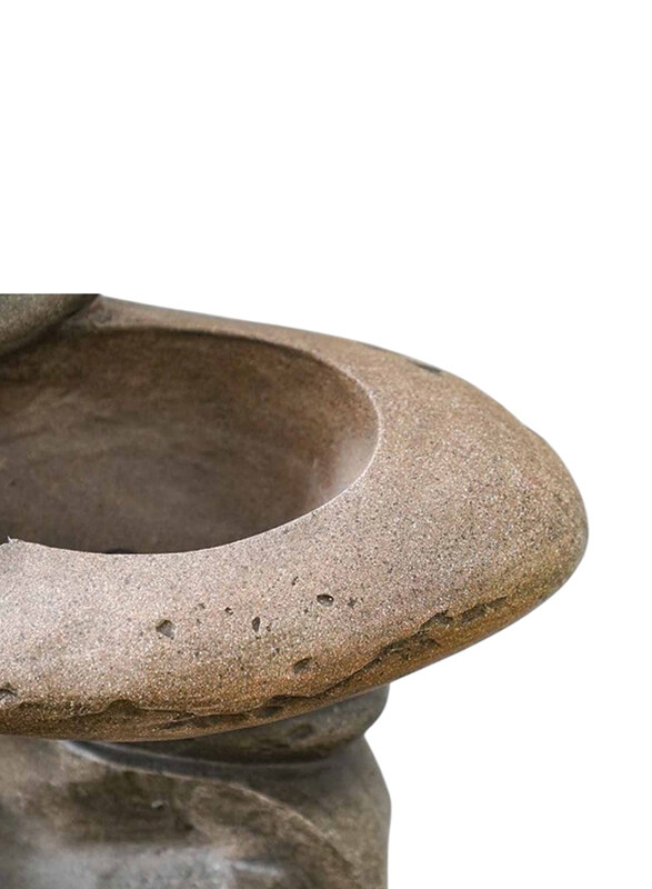 

Danube Home Lgon Fountain Made of Polyresin Natural Flowing Water Meditation Modern Design Zen Water Falls Decor for Home Office, Brown