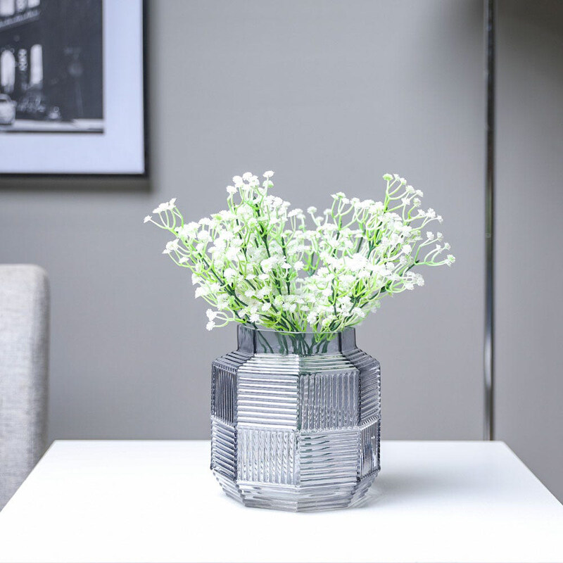 

Danube Home Kiyan Glass Flower Vase for Centerpieces, 14.5 x 14.5 x 16 cm, Grey