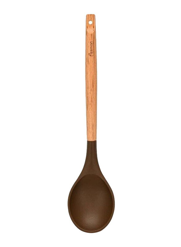 

Danube Home Fissman 32cm Solid Ladle with Wooden Handle, Brown/Beige