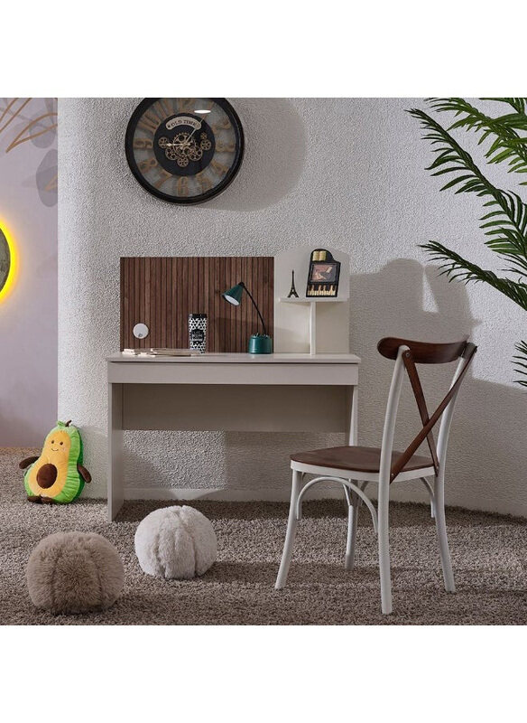 

Danube Home Golf Study Desk with Hutch Computer Table, Walnut/Cream