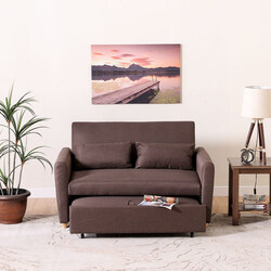 Danube Home Alpha 2 Seater Sofa Bed, Brown