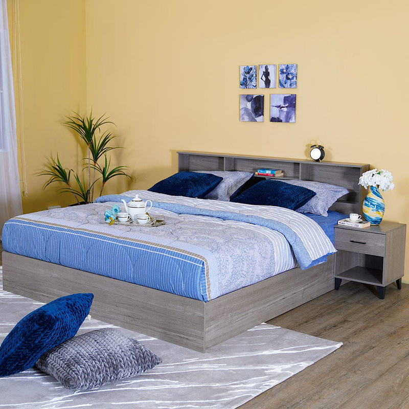 Danube Home Gamorah King Bed Set + Dresser And Stool, Grey
