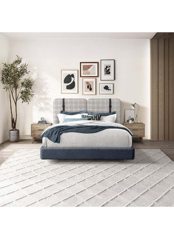 

Danube Home Harrison Queen Bed with Led Modern Design Wooden Double Bed Frame Furniture Quiet, White