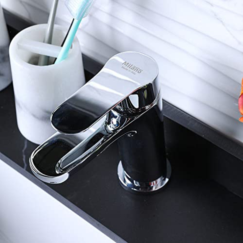 Danube Home Milano Basin Mixer with Pop Up Waste, Rami, Silver