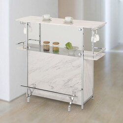 Danube Home Junia Bar Table, White Marble/Chrome